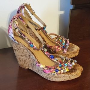 Steve Madden wedge heels with rainbow sequin